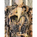 Elan  Paisley Mini Dress Size Small Tiered Fully Lined Sheer Overlay Photo 2