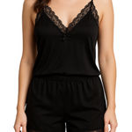 Black Lace Trim Cami and Shorts Pajama Set Women's Lingerie Loungewear Size XL Photo 0