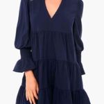 Pomander Place X Tuckernuck Navy Blue Crepe Kenzo Dress Tiered Ruffle Coastal Size M Photo 0