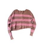 American Eagle Cropped Henley Sweater Striped Knit Brown Pink Womens S Photo 1