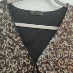 ZARA  TRF Sequin Blouse Top XSMALL Collection Brown Gold Animal Print Long Sleeve Photo 6