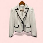 Tahari Cute white black trim reverse tuxedo chunky button blazer pockets rose Photo 1