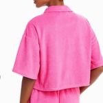 AQUA  Swim Collared Pocket Button Up Short Sleeve Top Pink ~ size Medium Photo 1