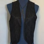 Vintage Black Lace Overlay Open Front Vest By Liz Sinclair Size undefined Photo 0