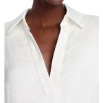 AQUA  Women's White Collared Long‎ Sleeve Top Blouse Career Professional Photo 3