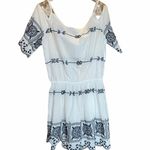 Solitaire NWT  White Blue Embroidered Swim Cover‎ Sz S Photo 1