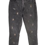 Abercrombie & Fitch The Skinny High Rise Black Denim Floral Jeans Size 27 4 Photo 0