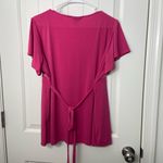 Apostrophe women’s pink stretch scoop neck tie loose sleeve empire blouse top Photo 4
