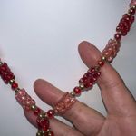 Vintage Pink and Red Bead Fringe Necklace Red Photo 4
