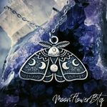 Moon Phase Moth Butterfly Pendant Necklace Silver Photo 1