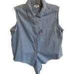 Levi's  Rumi Sleeveless Button Up Vest Tie Front Blue Stripe - M NWOT Photo 8