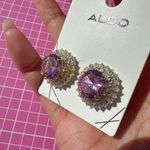 ALDO Purple crystal diamond paved Stud Earrings gold tone Photo 4