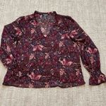 AQUA  purple floral blouse sz L Photo 2