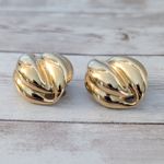 Vintage Clip On Earrings Extra Large Chunky Statement Gold Tone Photo 1