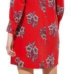 Loft Bloom Cuffed Shirtdress Size 18 plus Crimson Fire red Color floral dress Photo 3