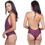 Mikoh Hinano Plunge Neck One Piece Swimsuit in Green White Triangles Size S Photo 3