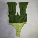 Pretty Little Thing Green Sparkle Plunge V Neck One Piece Bodysuit Top Plus 18 Photo 2