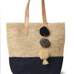 Mar Y Sol Montauk Color Block Raffia Tote (Navy) Photo 0