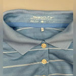 Nike Women's Golf Dri-Fit Polo Shirt Short Sleeve Light Blue Stripe Size Small Photo 3