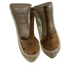 Christian Siriano Lace Peep Toe Bow Pumps Cork Heel Special Occasion Heels‎ Brown Size 11 Photo 3