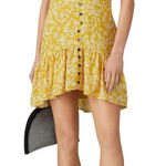 Wish  Golden Bloom Dress Women's Large Yellow Mini V-Neck Puff Sleeve Ruffle RTR Photo 0