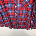 Aerie  Women's Size XL Red Blue Plaid Flannel‎ Boyfriend Pajama Button Up Shirt Photo 3