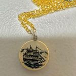 Sailing ships small circle pendant necklace Photo 3