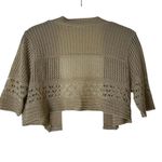 Vintage Y2K Crochet Knit Crop Cardigan Shrug Boho Hippie Festival Size Small Tan Photo 3