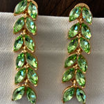 Oscar de la Renta  Gold and Green Leaf Earrings Photo 0