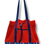 Vera Bradley Orange Cobalt Stripe Mesh Drawstring Tote Beach Bag Red White Blue Photo 0