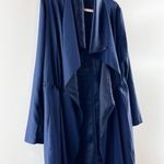 Lilly Pulitzer Valeria Dress Coat Waterfall Knee Length Trench Navy Blue Large Photo 4