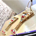 Cocktail Drink Earrings Martini Rhinestones Cruise Beach Island Vacation New Gold Photo 3