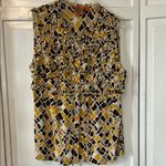 Tory Burch 100% Silk Yellow and Black Ruffled Sleeveless Blouse - Size 10 Photo 0