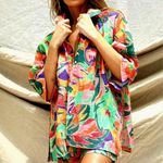 Stone Fox Swim Zenni 100% Linen Shirt Stained Glass Print XS/S Photo 4