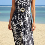 Tropical Black and‎ White Floral Maxi Dress Photo 0