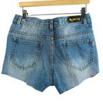 MCM High Rise Distressed Cutoff Jean Shorts Sz 27 Vtg Y2K Grunge Boho Festival Blue Photo 1
