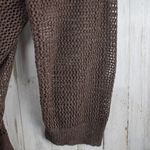 Rafaella Linen blend sheer open knit tie up brown cardigan sweater plus sz 2XL Photo 3