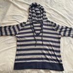 Vintage Y2K New York & Company Sport navy and grey striped hoodie tshirt medium Gray Photo 1