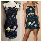 Lulus NWOT Rue Black Floral Embroidered Sequin Bodycon Mini Dress Photo 1