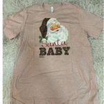 Bella Canvas Canvas Santa Baby  Tee Shirt Women's XL Pink Cheetah Santa Claus Christmas NWOT Photo 0