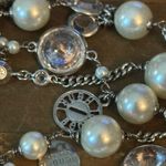 Henri Bendel silver tone multi strand pearls & crystals bracelet Photo 6