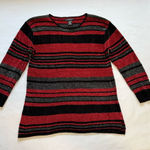 Paraphrase  Women’s Crochet Tunic Sweater M Rayon & Acrylic Blend Red /Gray/Black Photo 0