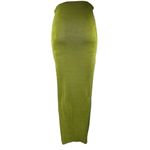 SheIn Olive Green Ruched Twisted Knot Slit Maxi Straight Pencil Skirt Size S Photo 2