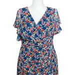 Shoshanna 100% Silk Blue Colorful Floral Asymmetrical Fairy Midi Dress Large 12 Photo 6