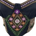 Free People  Datura Black Floral Embroidered Sleeveless Bustier Corset Crop Top S Photo 3