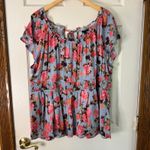 Torrid  Floral Print Blouse Smocked Waist‎ Tie Back Plus Size Top 3 Photo 5