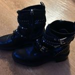 ZARA Triple Buckle Tie Up Zip Up Black Boots size eu 36 Photo 1