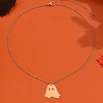 Cute Ghost Pendant Necklace For Halloween Alloy Neck For Ladies Gift Silver Photo 2