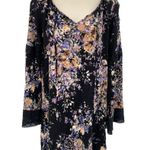 Lovestitch Midi Dress Womens Large Black Floral Long Sleeve Rayon Crochet Trim Photo 0