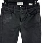 frame denim FRAME SZ 26 Le Skinny de Jeanne Jeans Noir Coated Stretch Mid-Rise Zip-Fly Black Photo 1